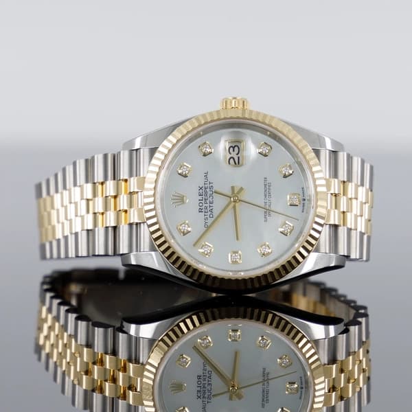 Rolex Datejust 36 | White Diamond Dial 36mm with Jubilee Bracelet | Used (Very good) | Year of production 2005 | Original box | Original papers