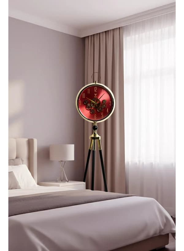 Vogue Venue Premium Vintage Tripod Floor Clock | Adjustable Wooden Stand | Antique Style Decorative Standing Clock for Living Room, Office & Home Décor