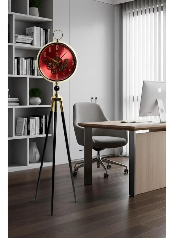 Vogue Venue Premium Vintage Tripod Floor Clock | Adjustable Wooden Stand | Antique Style Decorative Standing Clock for Living Room, Office & Home Décor
