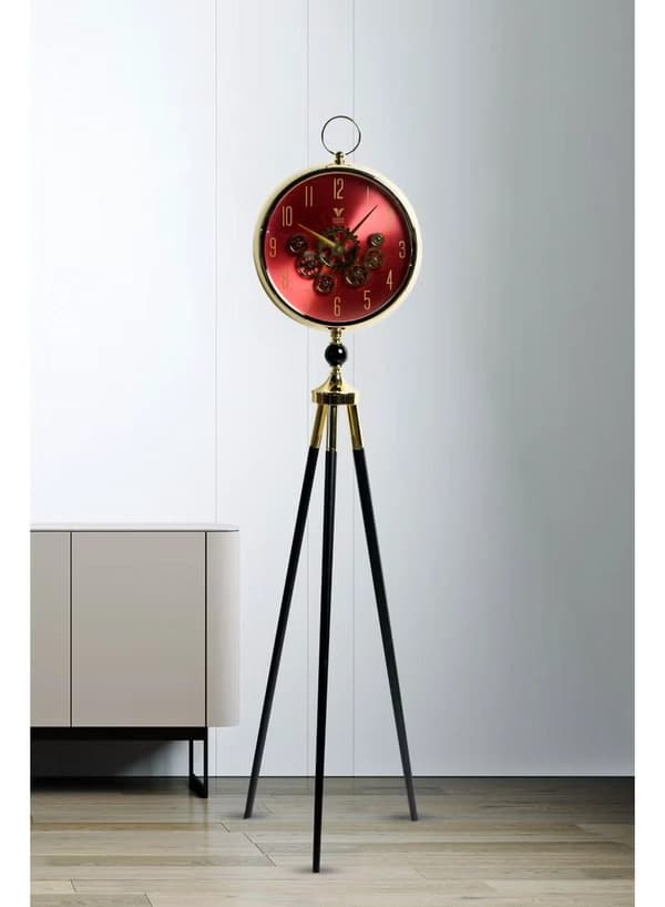 Vogue Venue Premium Vintage Tripod Floor Clock | Adjustable Wooden Stand | Antique Style Decorative Standing Clock for Living Room, Office & Home Décor