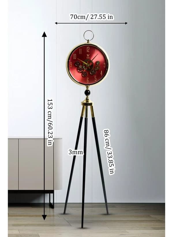 Vogue Venue Premium Vintage Tripod Floor Clock | Adjustable Wooden Stand | Antique Style Decorative Standing Clock for Living Room, Office & Home Décor