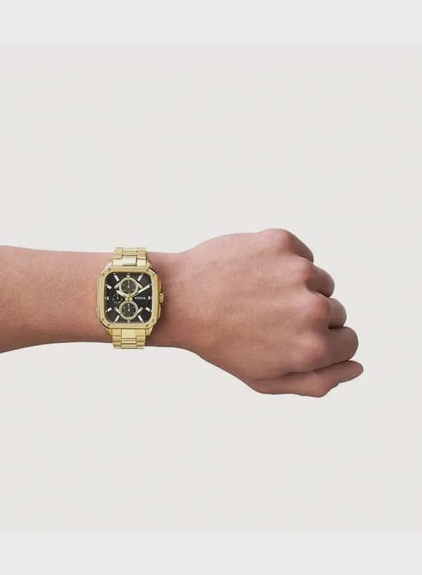 Fossil Men's Inscription Rectangle Shape Stainless Steel Chronograph Wrist Watch BQ2656 - 42mm - Gold