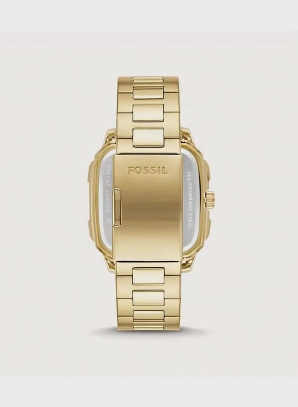 Fossil Men's Inscription Rectangle Shape Stainless Steel Chronograph Wrist Watch BQ2656 - 42mm - Gold