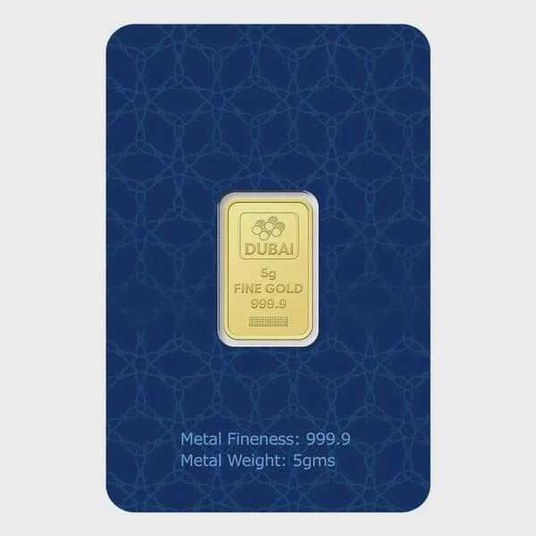 Dubai Gold 5 Grams Pure 999.9 Fine Gold Bar
