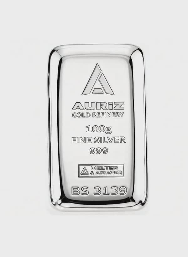 Auriz Minting 100GM Pure Silver Bar 999 - 100 Grams