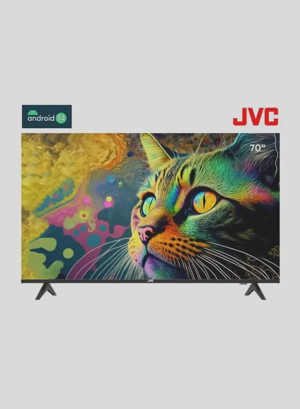 JVC 70 Inch Edgeless 4K UHD Android 14 Smart TV With Bluetooth, Web Browser, Dolby Audio LT-70N7105 Black