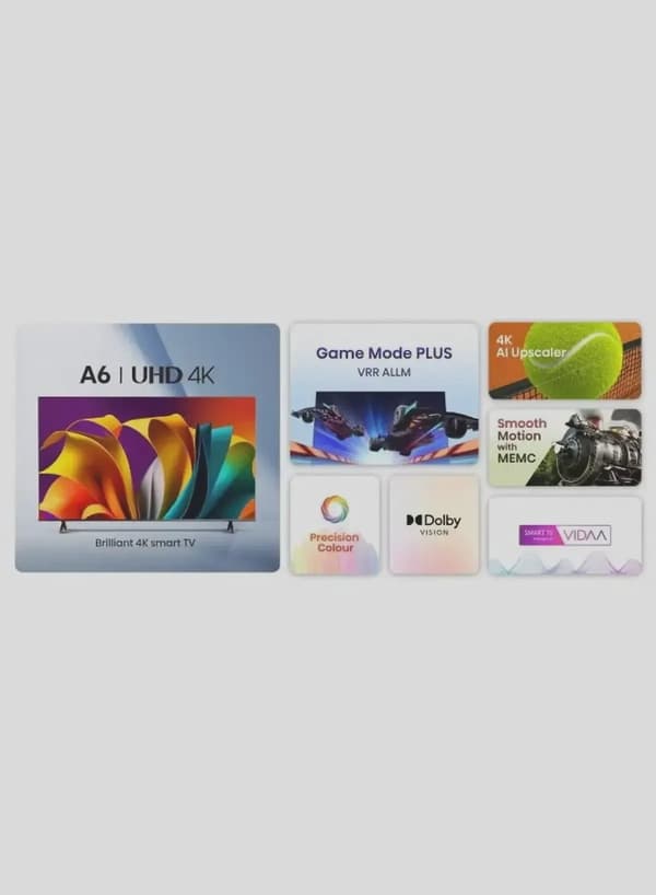 Hisense 58 Inch 4K AI Upscale UHD Smart TV | 60Hz | Precision Colour | Dolby Vision | Game Mode PLUS | VIDAA Smart TV | Voice Control | Model 2024 | 58A6N Black
