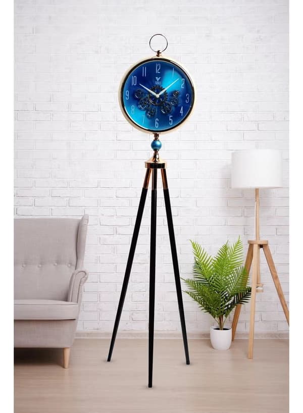 Vogue Venue Premium Vintage Tripod Floor Clock | Adjustable Wooden Stand | Antique Style Decorative Standing Clock for Living Room, Office & Home Décor