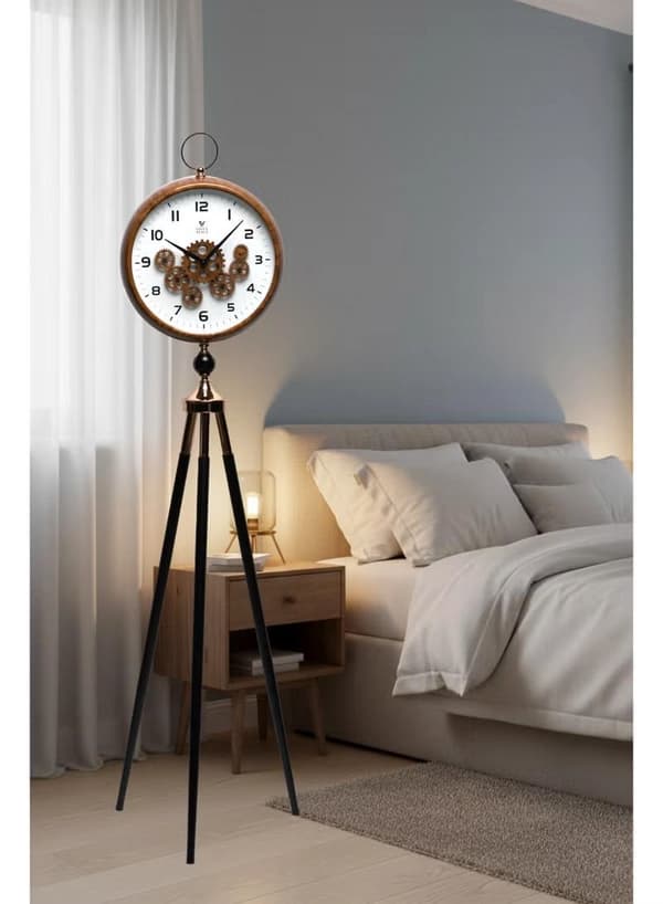 Vogue Venue Premium Vintage Tripod Floor Clock | Adjustable Wooden Stand | Antique Style Decorative Standing Clock for Living Room, Office & Home Décor