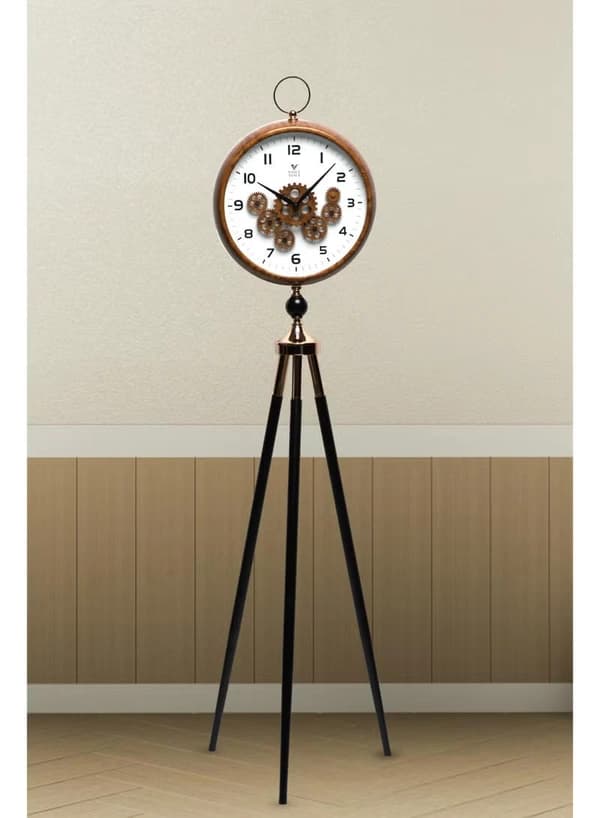 Vogue Venue Premium Vintage Tripod Floor Clock | Adjustable Wooden Stand | Antique Style Decorative Standing Clock for Living Room, Office & Home Décor