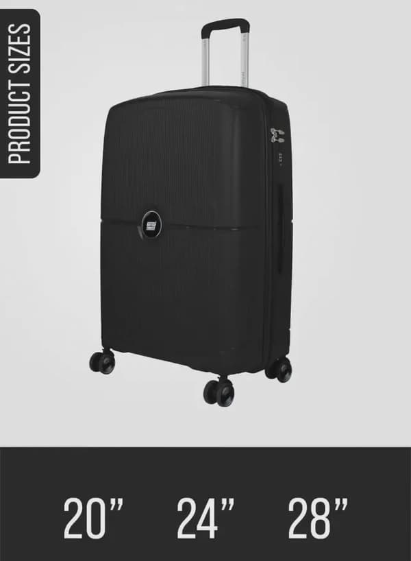 British Tourister Polypropylene Hardshell Luggage Set 3-Piece Spinner – TSA Approved Lock |Lightweight & Durable 20/24/28 Inch (Small, Medium, Large) – Black