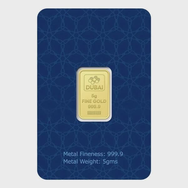 Dubai Gold 5 Grams Pure 999.9 Fine Gold Bar - Variable Design