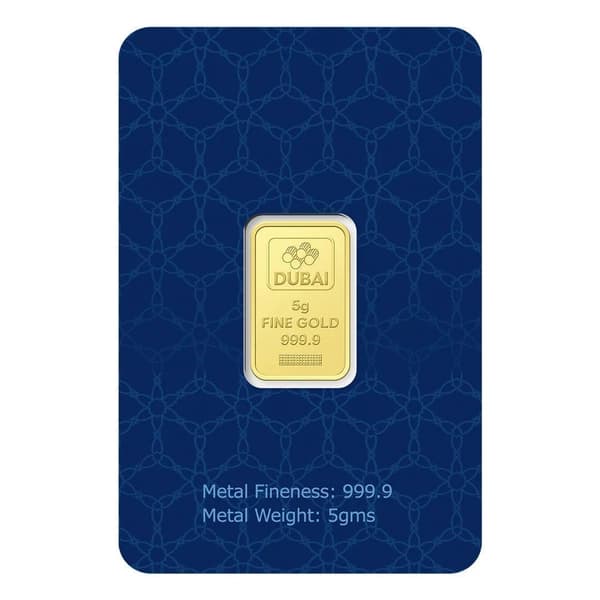 Dubai Gold 5 Grams Pure 999.9 Fine Gold Bar - Variable Design