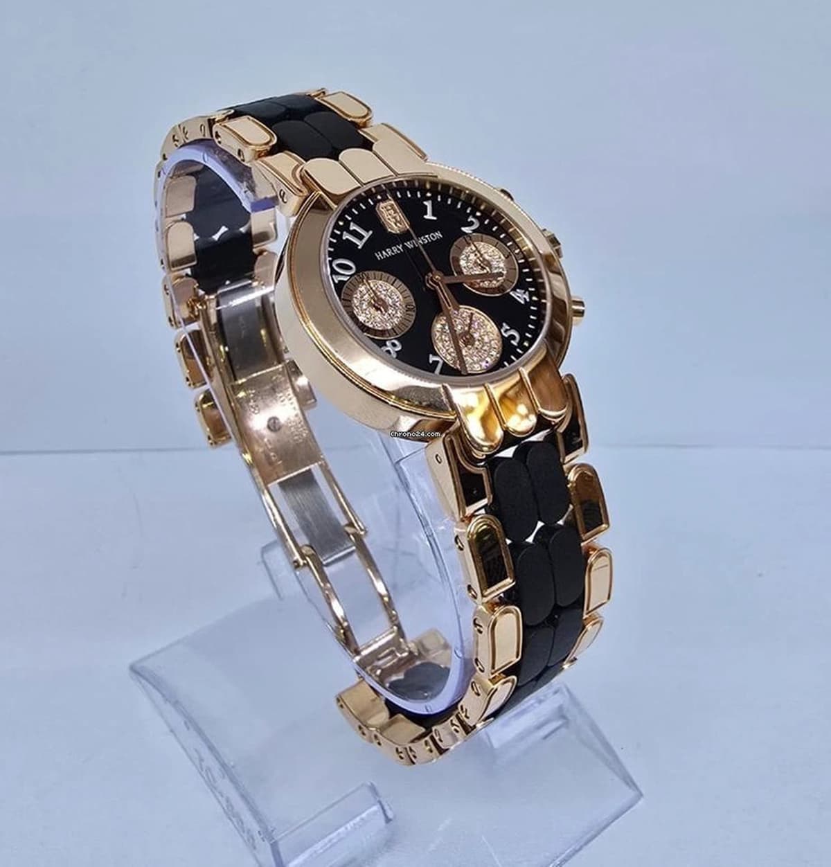 Harry Winston | Rose Gold with Chrono Black Dial with Diamond Paved Chrono | Condition: Like new & unworn | Year of production 2018 (Approximation) | Original box | No original papers-4-4